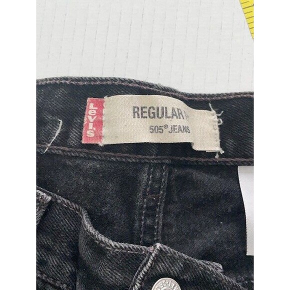 Levis 505 Black Denim Jeans Red Tab Straight Leg Size 38x30 - Picture 10 of 10